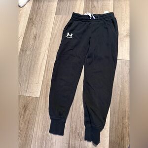 Under Armour Black Jogger Sweatpants with White Logo - Kids
